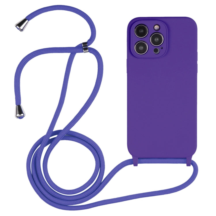 For iPhone 14 Pro Max Crossbody Lanyard Liquid Silicone Case(Purple) - iPhone 14 Pro Max Cases by PMC TechLife | Online Shopping South Africa | PMC TechLife