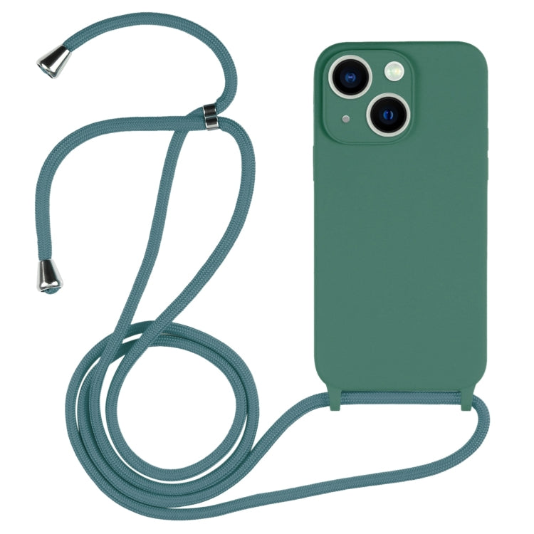 For iPhone 13 Crossbody Lanyard Liquid Silicone Case(Pine Needle Green) - iPhone 13 Cases by PMC TechLife | Online Shopping South Africa | PMC TechLife | Buy Now Pay Later Mobicred