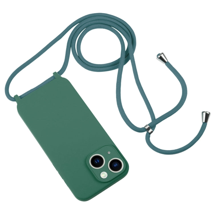 For iPhone 13 Crossbody Lanyard Liquid Silicone Case(Pine Needle Green) - iPhone 13 Cases by PMC TechLife | Online Shopping South Africa | PMC TechLife | Buy Now Pay Later Mobicred
