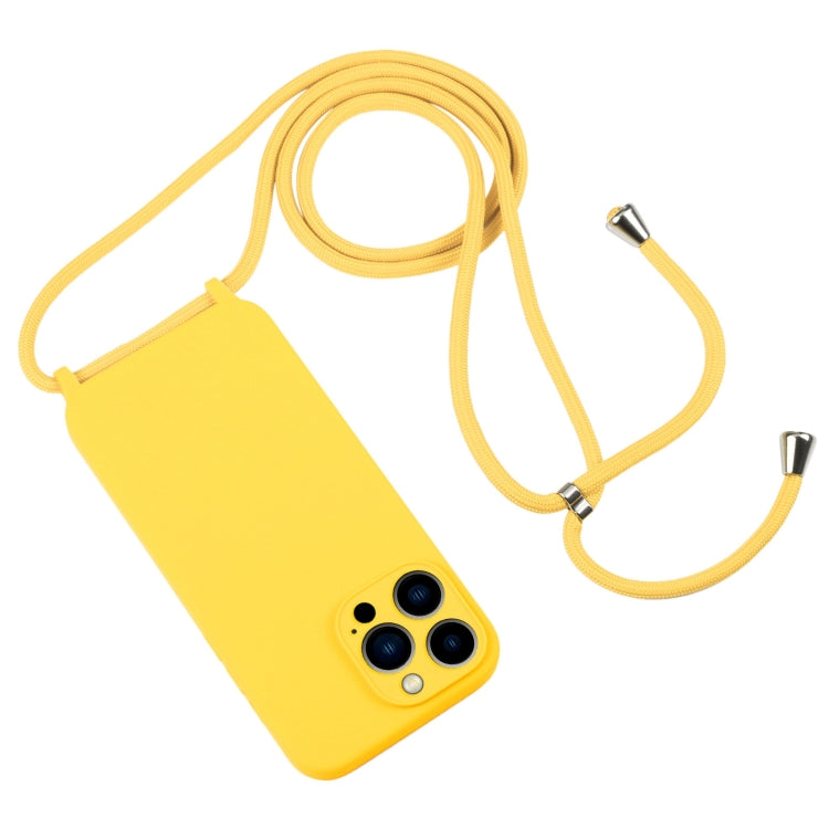 For iPhone 13 Pro Max Crossbody Lanyard Liquid Silicone Case(Yellow) - free shipping - PMC TechLife - Order now!