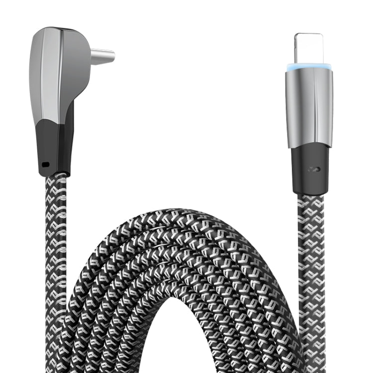 3A USB-C/Type-C to 8 Pin Elbow Fast Charge Data Cable, Length:2m(Grey) - 2 in 1 Cable by PMC TechLife | Online Shopping South Africa | PMC TechLife