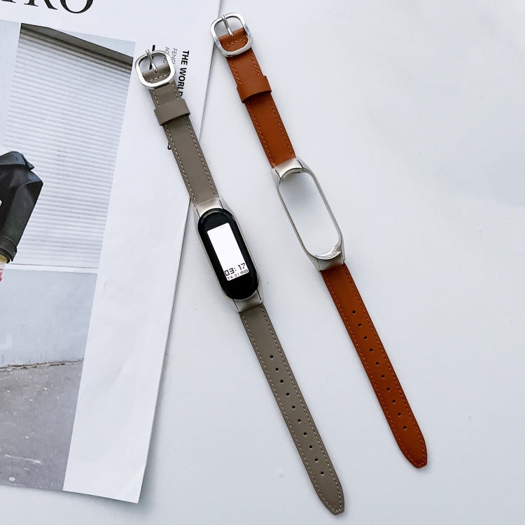 For Xiaomi Mi Band 7 Genuine Leather Watch Band(Grey) - free shipping - PMC TechLife - Order now!