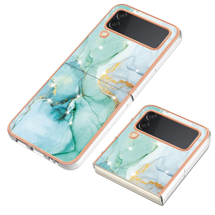 For Samsung Galaxy Z Flip4 Electroplating Marble Pattern IMD TPU Phone Case(Green 003) - free shipping - PMC TechLife - Order now!