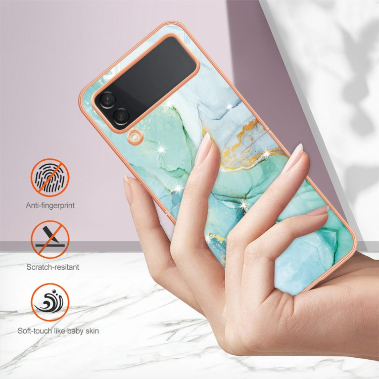 For Samsung Galaxy Z Flip4 Electroplating Marble Pattern IMD TPU Phone Case(Green 003) - free shipping - PMC TechLife - Order now!