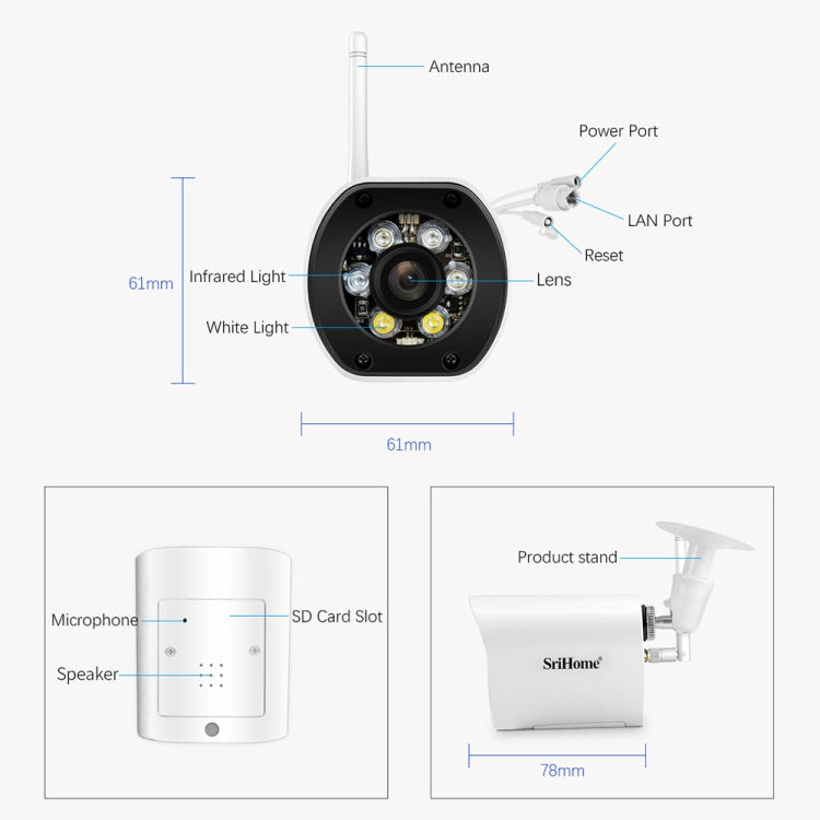 SriHome SH034C 4.0MP AI Humanoid Tracking WiFi Outdoor Surveillance Camera(AU Plug) - Bullet Camera by SriHome | Online Shopping South Africa | PMC TechLife | Buy Now Pay Later Mobicred