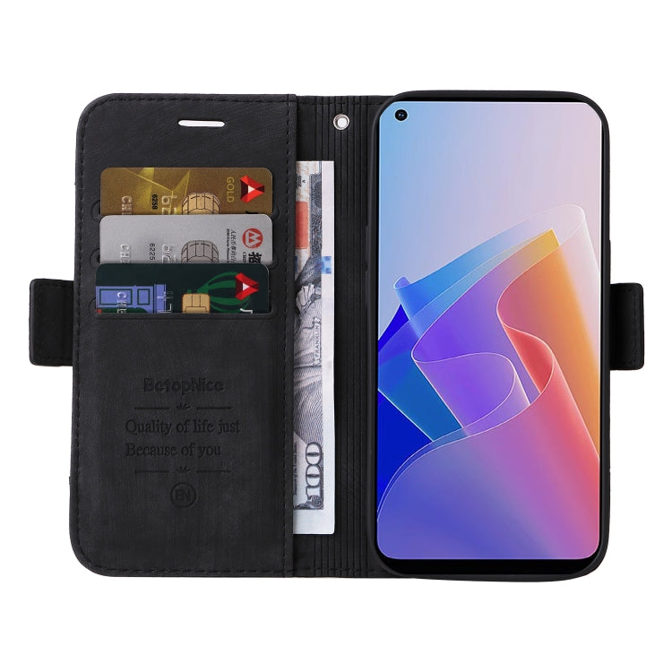 For OPPO Reno 7Z 5G BETOPNICE Dual-side Buckle Leather Phone Case(Black) - OPPO Cases by BETOPNICE | Online Shopping South Africa | PMC TechLife | Buy Now Pay Later Mobicred