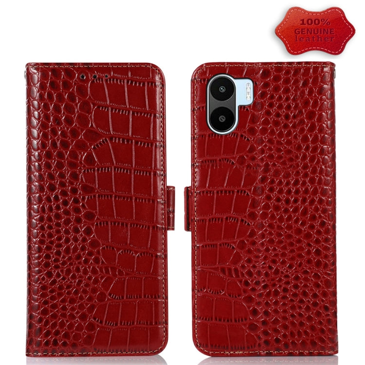 For Xiaomi Redmi A1 Crocodile Top Layer Cowhide Leather Phone Case(Red) - Xiaomi Cases by PMC TechLife | Online Shopping South Africa | PMC TechLife