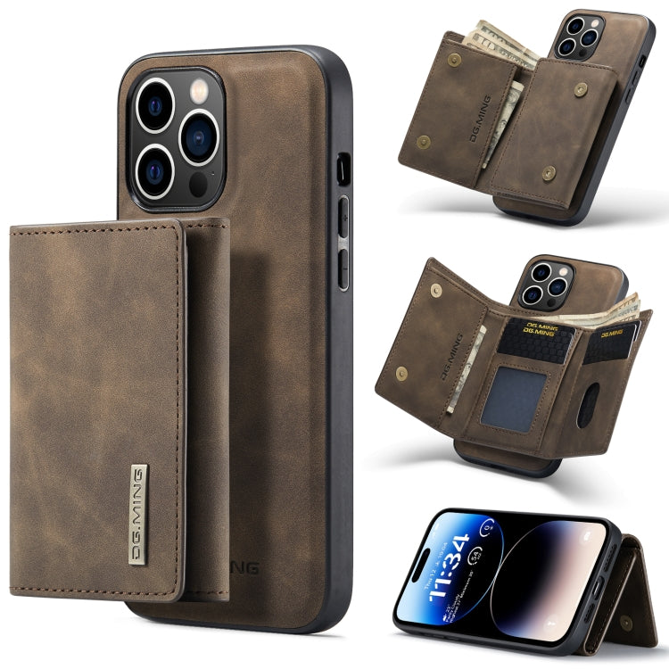 For iPhone 14 Pro DG.MING M1 Series 3-Fold Multi Card Wallet Leather Case(Coffee) - free shipping - PMC TechLife - Order now!