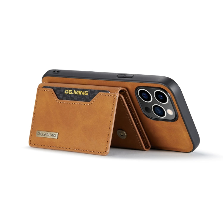 For iPhone 14 Pro DG.MING M2 Series 3-Fold Card Bag Leather Case(Brown) - free shipping - PMC TechLife - Order now!