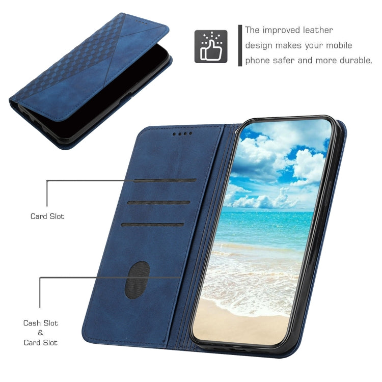 For OPPO Reno7 4G Global/F21 Pro 4G Diamond Splicing Skin Feel Magnetic Leather Phone Case(Blue) - free shipping - PMC TechLife - Order now!