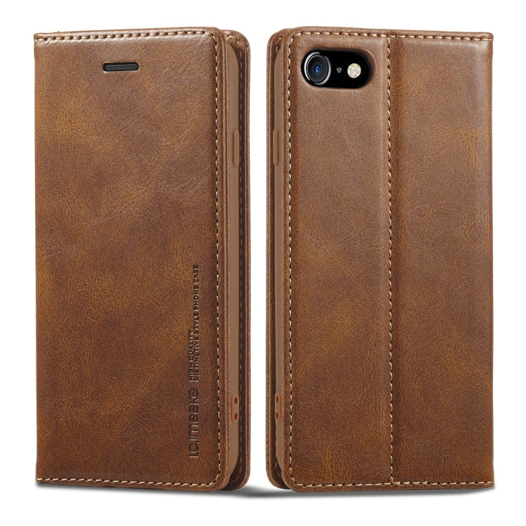 For iPhone SE 2022 / SE 2020 / 8 / 7 LC.IMEEKE RFID Anti-theft Leather Phone Case(Brown) - iPhone SE 2022 / 2020 / 8 / 7 Cases by LC.IMEEKE | Online Shopping South Africa | PMC TechLife | Buy Now Pay Later Mobicred