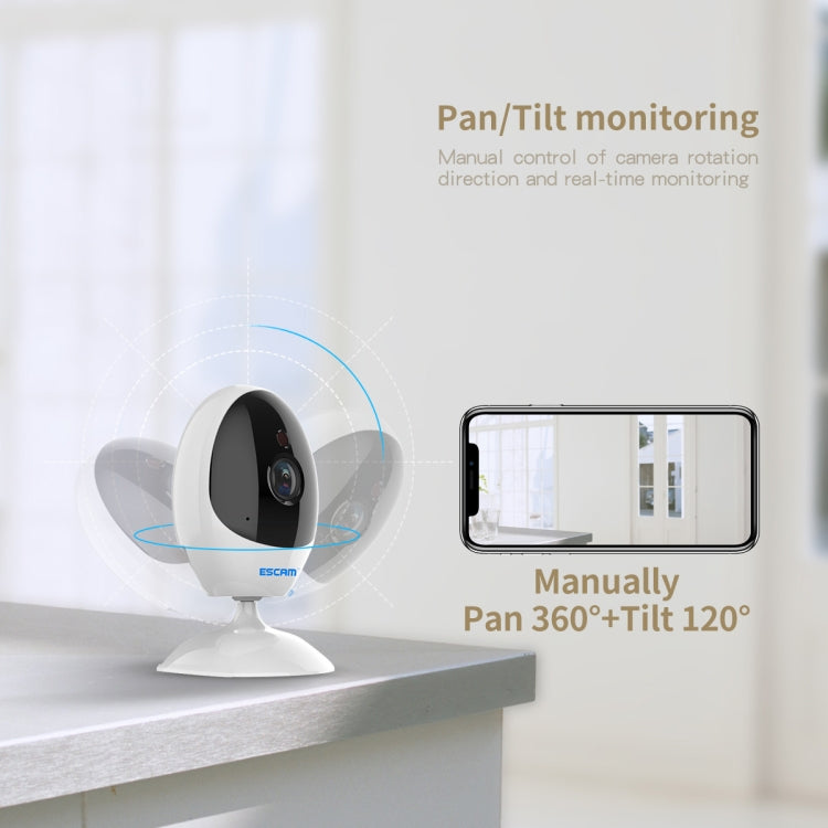 ESCAM QF006 3MP 1296P HD Indoor Wireless PTZ IP Camera IR Night Vision AI Humanoid Detection Home Security CCTV Monitor, Plug Type:EU Plug(White) - free shipping - PMC TechLife - Order now!