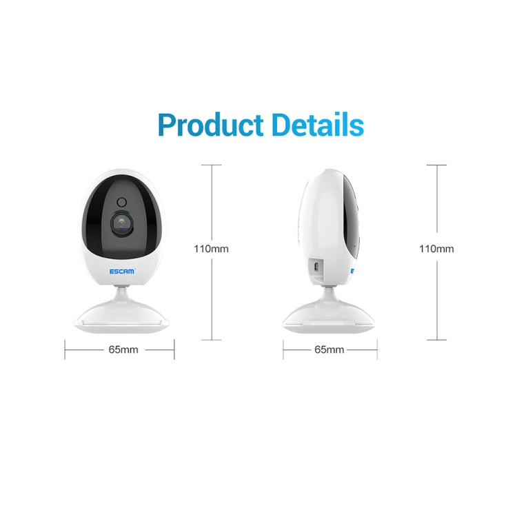 ESCAM QF006 3MP 1296P HD Indoor Wireless PTZ IP Camera IR Night Vision AI Humanoid Detection Home Security CCTV Monitor, Plug Type:US Plug(White) - free shipping - PMC TechLife - Order now!