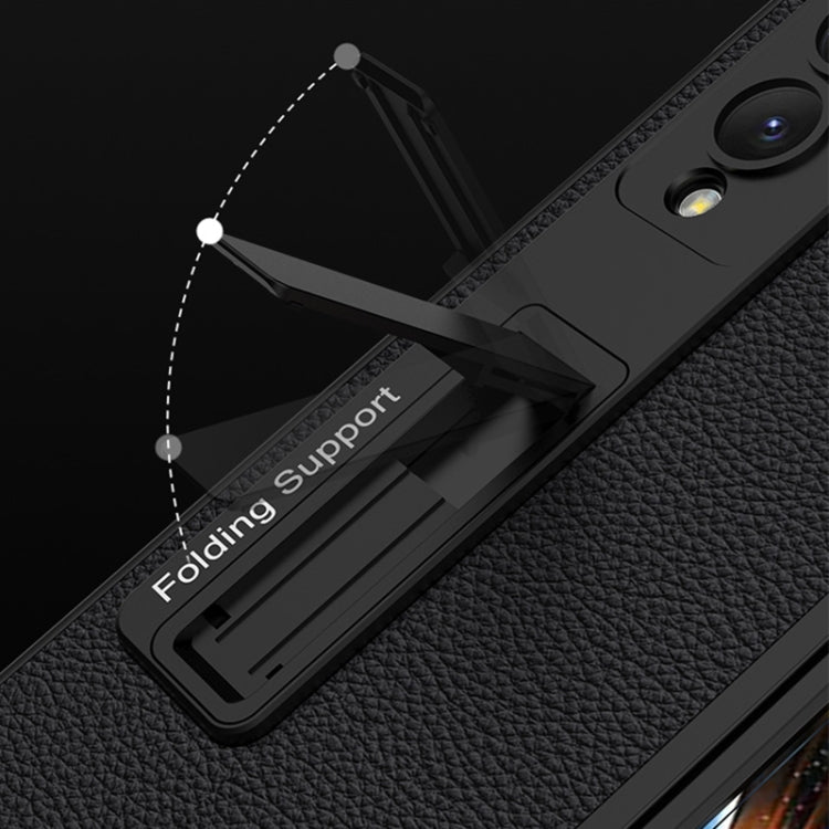 For Samsung Galaxy Z Fold4 GKK Ultra-thin Plain Leather Full Phone Case with Stand(Black) - free shipping - PMC TechLife - Order now!