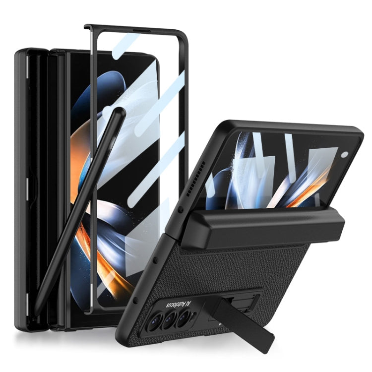 For Samsung Galaxy Z Fold4 GKK Integrated Magnetic Flip Plain Leather Phone Case with Pen Box(Cross Texture) - Galaxy Z Fold4 5G Cases by GKK | Online Shopping South Africa | PMC TechLife | Buy Now Pay Later Mobicred