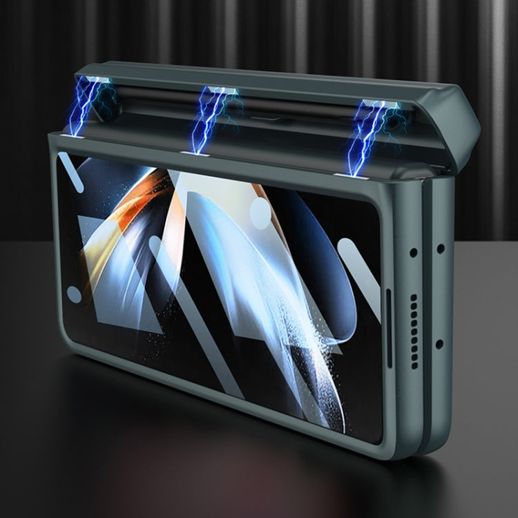 For Samsung Galaxy Z Fold4 GKK Integrated Magnetic Flip Plain Leather Phone Case with Pen Box(Cross Texture) - Galaxy Z Fold4 5G Cases by GKK | Online Shopping South Africa | PMC TechLife | Buy Now Pay Later Mobicred