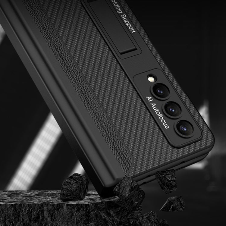 For Samsung Galaxy Z Fold4 GKK Integrated Magnetic Flip Plain Leather Phone Case with Pen Box(Cross Texture) - Galaxy Z Fold4 5G Cases by GKK | Online Shopping South Africa | PMC TechLife | Buy Now Pay Later Mobicred