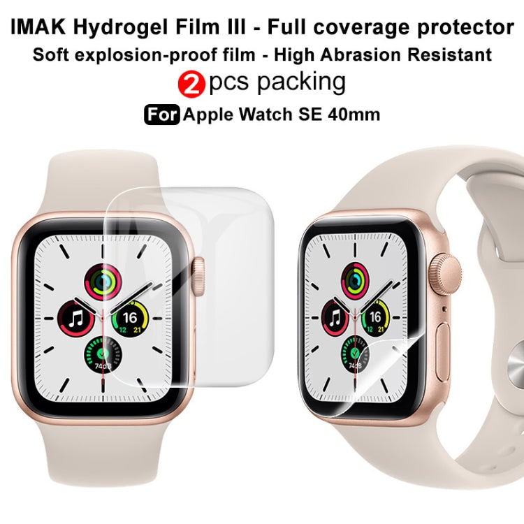 For Apple Watch SE 40mm 2pcs imak Curved Full Screen Hydrogel Film Protector - Screen Protector by imak | Online Shopping South Africa | PMC TechLife | Buy Now Pay Later Mobicred