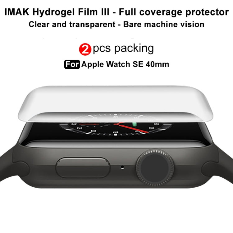 For Apple Watch SE 40mm 2pcs imak Curved Full Screen Hydrogel Film Protector - Screen Protector by imak | Online Shopping South Africa | PMC TechLife | Buy Now Pay Later Mobicred