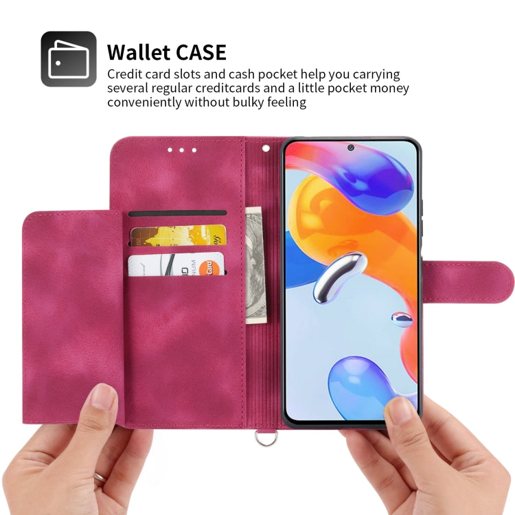 For Xiaomi Redmi Note 11 Pro Skin-feel Flowers Embossed Wallet Leather Phone Case(Wine Red) - free shipping - PMC TechLife - Order now!