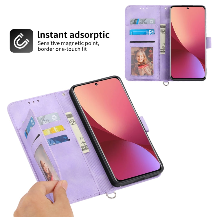 For Xiaomi 12 / 12X Skin-feel Flowers Embossed Wallet Leather Phone Case(Purple) - free shipping - PMC TechLife - Order now!