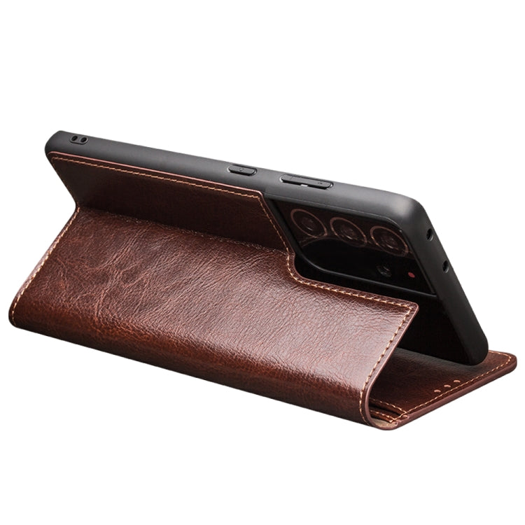 For Samsung Galaxy S21 Ultra 5G QIALINO Genuine Leather Phone Case(Brown) - Galaxy S21 Ultra 5G Cases by QIALINO | Online Shopping South Africa | PMC TechLife | Buy Now Pay Later Mobicred