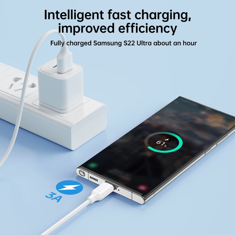 JOYROOM S-UC027A9 3A USB to USB-C/Type-C Fast Charging Data Cable, Length:0.25m(White) - USB-C & Type-C Cable by JOYROOM | Online Shopping South Africa | PMC TechLife