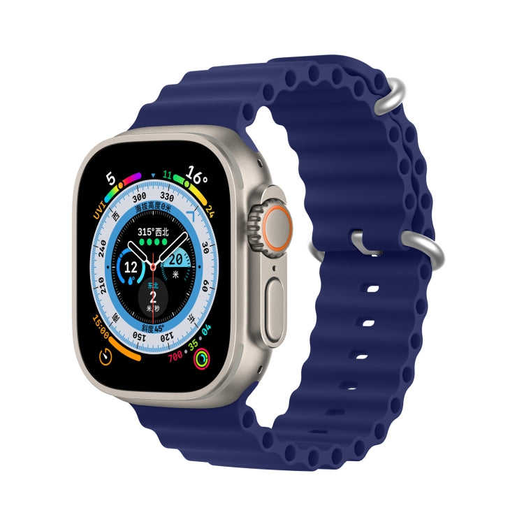 DUX DUCIS Sea Wave Silicone Watch Band For Apple Watch Series 8&7 45mm / SE 2&6&SE&5&4 44mm / 3&2&1 42mm(Blue) - Watch Bands by DUX DUCIS | Online Shopping South Africa | PMC TechLife | Buy Now Pay Later Mobicred