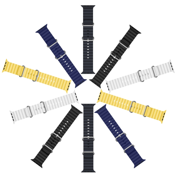 DUX DUCIS Sea Wave Silicone Watch Band For Apple Watch Series 8&7 45mm / SE 2&6&SE&5&4 44mm / 3&2&1 42mm(Blue) - Watch Bands by DUX DUCIS | Online Shopping South Africa | PMC TechLife | Buy Now Pay Later Mobicred