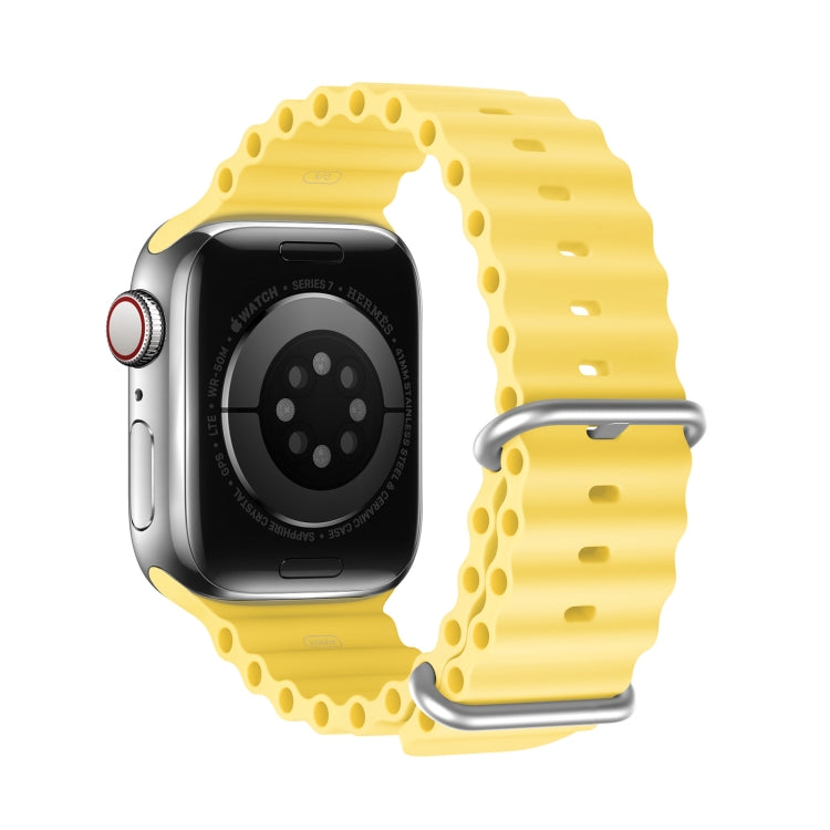 DUX DUCIS Sea Wave Silicone Watch Band For Apple Watch Series 8&7 45mm / SE 2&6&SE&5&4 44mm / 3&2&1 42mm(Yellow) - Watch Bands by DUX DUCIS | Online Shopping South Africa | PMC TechLife | Buy Now Pay Later Mobicred