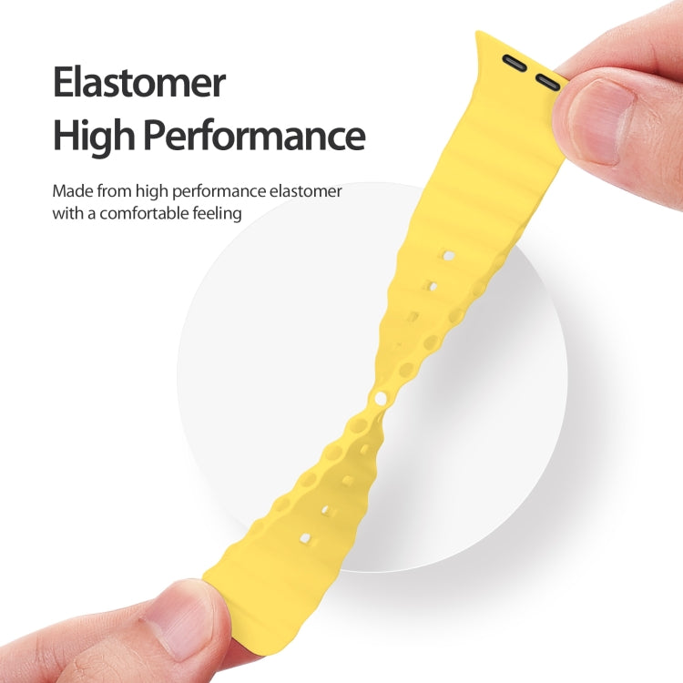 DUX DUCIS Sea Wave Silicone Watch Band For Apple Watch Series 8&7 45mm / SE 2&6&SE&5&4 44mm / 3&2&1 42mm(Yellow) - Watch Bands by DUX DUCIS | Online Shopping South Africa | PMC TechLife | Buy Now Pay Later Mobicred