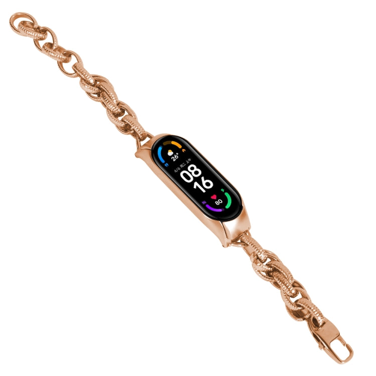 For Xiaomi Mi Band 5 / 6 Corrugated Twist Chain Metal Watch Band(Rose Gold) - free shipping - PMC TechLife - Order now!