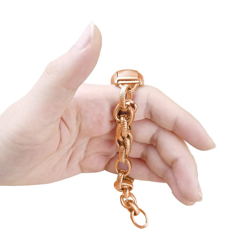 For Xiaomi Mi Band 5 / 6 Corrugated Twist Chain Metal Watch Band(Rose Gold) - free shipping - PMC TechLife - Order now!