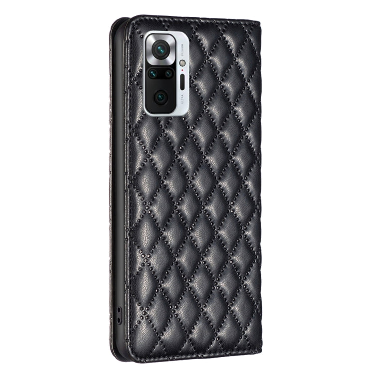 For Xiaomi Redmi Note 10 Pro / 10 Pro Max Diamond Lattice Magnetic Leather Flip Phone Case(Black) - free shipping - PMC TechLife - Order now!