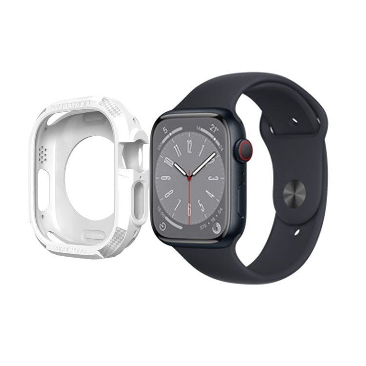 Carbon Fiber Shockproof Case For Apple Watch Series 8&7 45mm(White) - Watch Cases by PMC TechLife | Online Shopping South Africa | PMC TechLife | Buy Now Pay Later Mobicred