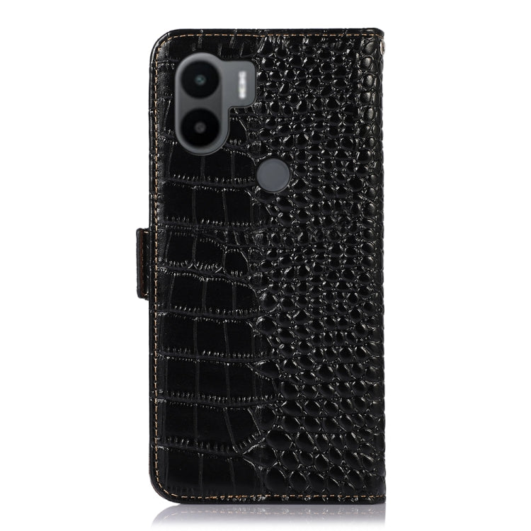 For Xiaomi Redmi A1+ Crocodile Top Layer Cowhide Leather Phone Case(Black) - Xiaomi Cases by PMC TechLife | Online Shopping South Africa | PMC TechLife