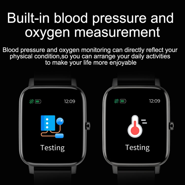 Ochstin 5H80 1.69 inch Square Screen Silicone Strap Heart Rate Blood Oxygen Monitoring Bluetooth Smart Watch(Black) - free shipping - PMC TechLife - Order now!
