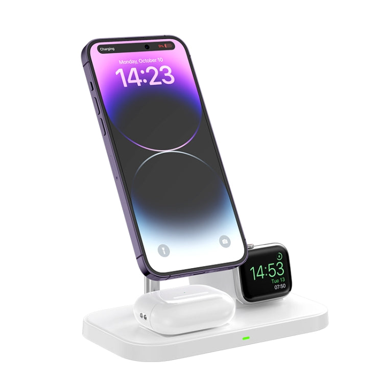WA22 3 in 1 Magnetic Wireless Charger Phone Holder for iPhone 12 / 13 / 14 Series Phones & AirPods(White) - Wireless Charger by PMC TechLife | Online Shopping South Africa | PMC TechLife