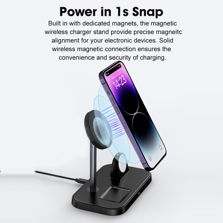 WA22 3 in 1 Magnetic Wireless Charger Phone Holder for iPhone 12 / 13 / 14 Series Phones & AirPods(White) - Wireless Charger by PMC TechLife | Online Shopping South Africa | PMC TechLife