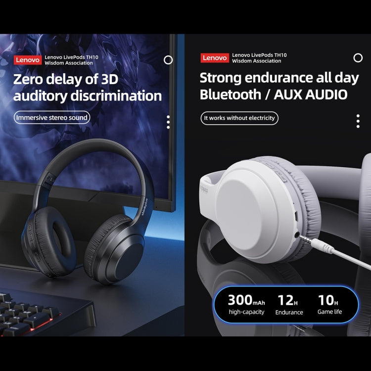 Lenovo TH10 Wireless Bluetooth Gaming Bass Music Sports Noise-cancelling Headphone(Black) - free shipping - PMC TechLife - Order now!