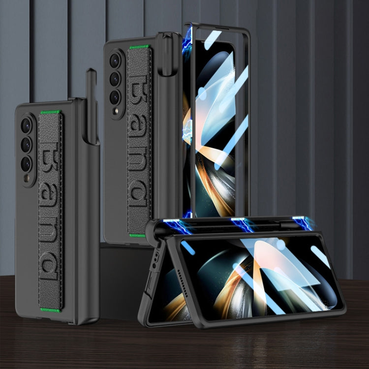 For Samsung Galaxy Z Fold4 GKK Integrated Magnetic Folding Hinge Phone Case with Wrist Strap & Pen Holder(Black) - Galaxy Z Fold4 5G Cases by GKK | Online Shopping South Africa | PMC TechLife | Buy Now Pay Later Mobicred
