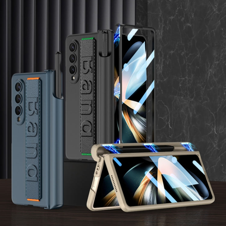 For Samsung Galaxy Z Fold4 GKK Integrated Magnetic Folding Hinge Phone Case with Wrist Strap & Pen Holder(Black) - Galaxy Z Fold4 5G Cases by GKK | Online Shopping South Africa | PMC TechLife | Buy Now Pay Later Mobicred
