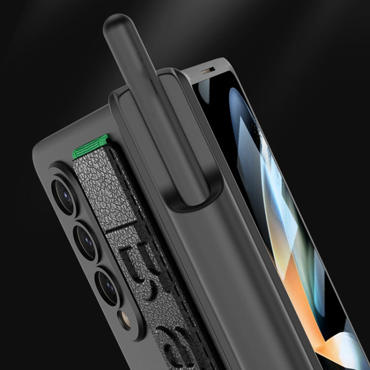 For Samsung Galaxy Z Fold4 GKK Integrated Magnetic Folding Hinge Phone Case with Wrist Strap & Pen Holder(Black) - Galaxy Z Fold4 5G Cases by GKK | Online Shopping South Africa | PMC TechLife | Buy Now Pay Later Mobicred