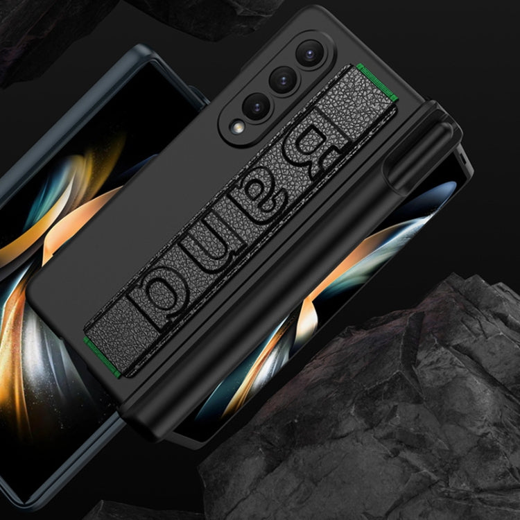 For Samsung Galaxy Z Fold4 GKK Integrated Magnetic Folding Hinge Phone Case with Wrist Strap & Pen Holder(Black) - Galaxy Z Fold4 5G Cases by GKK | Online Shopping South Africa | PMC TechLife | Buy Now Pay Later Mobicred