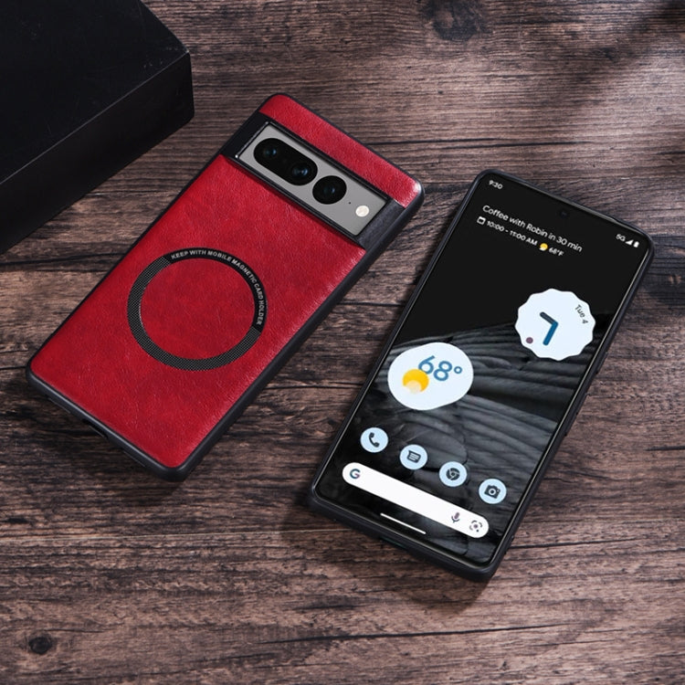 For Google Pixel 7 Pro Magsafe Magnetic Ring Leather Texture Phone Case(Black) - free shipping - PMC TechLife - Order now!