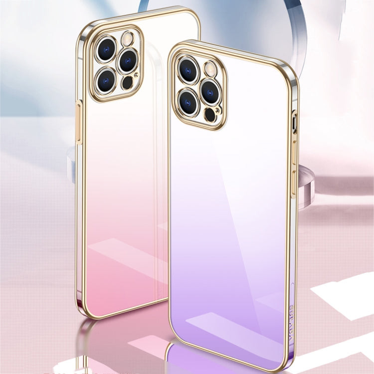 For iPhone 14 SULADA Iridescence Series Plating Transparent Gradient Phone Case(Gold) - iPhone 14 Cases by SULADA | Online Shopping South Africa | PMC TechLife | Buy Now Pay Later Mobicred