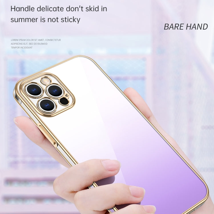 For iPhone 14 Plus SULADA Iridescence Series Plating Transparent Gradient Phone Case(Gold) - iPhone 14 Plus Cases by SULADA | Online Shopping South Africa | PMC TechLife | Buy Now Pay Later Mobicred