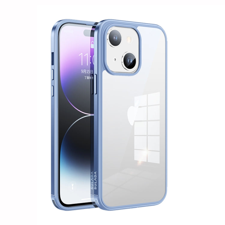 For iPhone 14 SULADA Metal Frame + Nano Glass + TPU Phone Case(Sierra Blue) - free shipping - PMC TechLife - Order now!