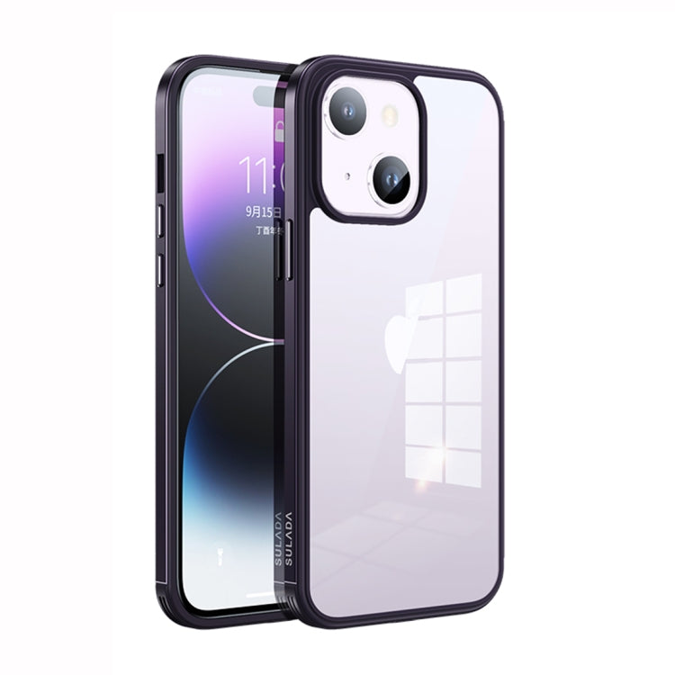 For iPhone 14 Plus SULADA Metal Frame + Nano Glass + TPU Phone Case(Dark Purple) - free shipping - PMC TechLife - Order now!