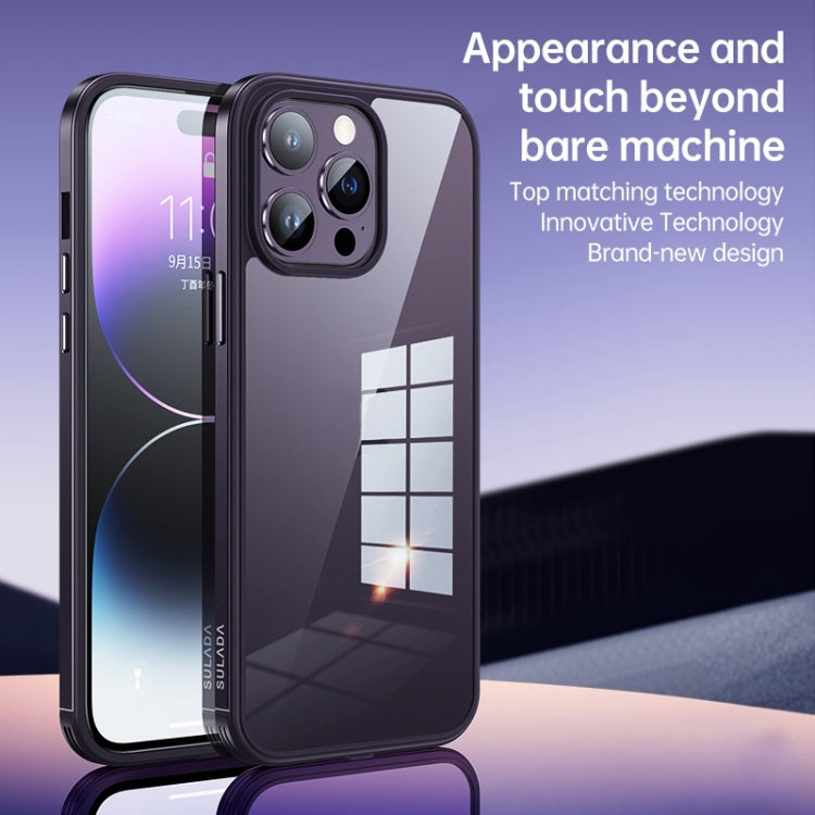 For iPhone 14 Pro SULADA Metal Frame + Nano Glass + TPU Phone Case(Dark Purple) - free shipping - PMC TechLife - Order now!